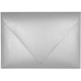 Darling Souvenir A7 Metallic-Silver Invitation Envelopes (5 1/4 x 7 1/4) Euro V-Flap 80 LBS Ideal for Weddings, Birthday, Invitations, Baby Shower,Greeting Cards -Packs & Colors Available