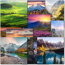 doodlecards Pack 10 Mixed Landscape Blank Cards with envelopes. Multipack Scenes from UK & World. Ideal for birthday. 100% Recyclable. Made in the UK.