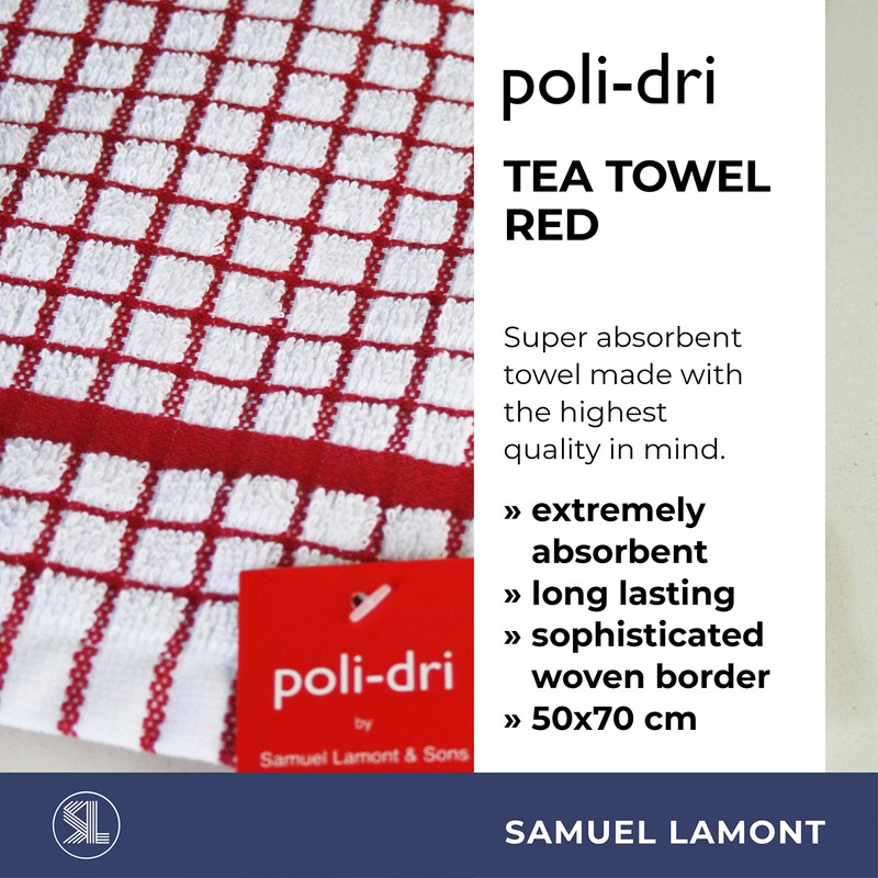 Samuel Lamont & Sons 706Rd Poli Dri Tea Towel, Red