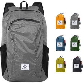 4Monster Foldable Backpack Ultra Lightweight Unisex Daypack Outdoor Waterproof Hiking Backpack for Camping Hiking Travel Sports Climbing Cycling, gray, Designer
