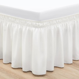 RIMELA Bed Valance Sheet Double Elasticized Bed Skirt Easy to Install - Soft Brushed Polyester - 38 cm Drop - Warm White (135 x 190 cm)