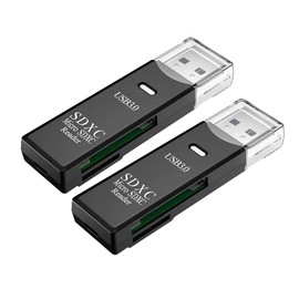 2 PCS USB3.0 SD Card Reader, High Transfer Speed up to 5Gbps, Compatible with SD/Micro SD Cards, USB Card Reader, Portable and Durable, Black