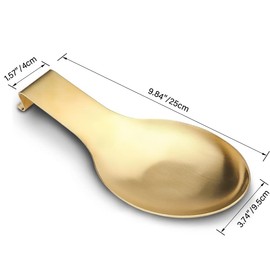 VanlonPro Stainless Steel Spoon Rest, Spatula Ladle Holder, Stainless Steel Utensil Spoon Rest Holder, Brushed Finish, Dishwasher Safe 9.8 x 3.7 Inch (Gold + Black, 2PCS)