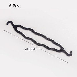 6 Pcs Plastic Bun Maker Black Hair Holder Plastic Curler Donut Magic Hair Twist Hairdressing Hair Styling for Girl Woman Hair Accessories