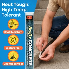 Brofix ePoxy Putty for Concrete, Industrial-Strength, Heat & Pressure Resistant, Waterproof, Color-Matching, Fast-Setting, Drillable, Sandable & Paintable