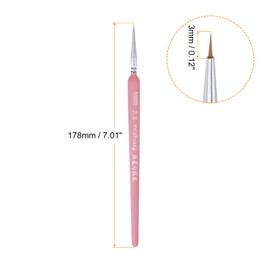 sourcing map 3pcs Detail Paint Brushes 3mm Pointed Tip 178mm Length Nylon Hair Miniature Painting Brush for Watercolor Oil Acrylic Painting(00000#), Pink