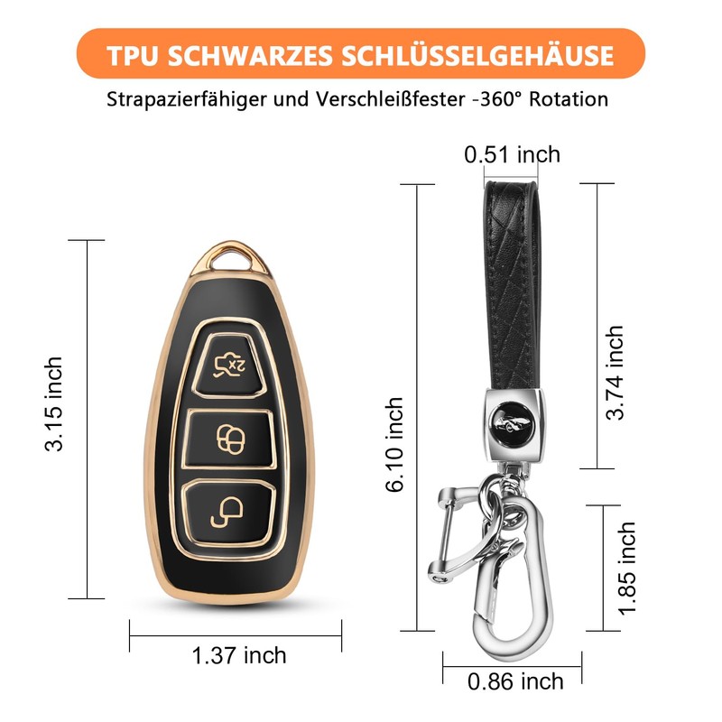 FT FUNTOR Golden Edge Black and White Key Holder, 4