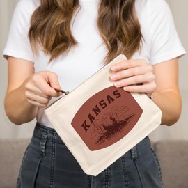 Lantern Press Kansas, Artist's Sketchbook, Bison, 100% Cotton Zipper Pouch, Travel Accessory, Go Bag