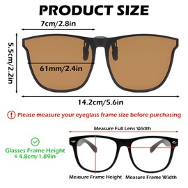 LIURFLNC 3 Stück Clip on Sonnenbrille, Sonnenbrillen Aufsatz Brille, Polarisiert Sonnenbrille für Brillenträger, Anti-Glare Flip Up Sonnenbrillen Clip für Brille Herren und Damen
