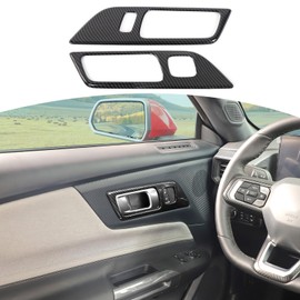 JOSHELA for Mustang Door Pull Handle Panel Trim Cover Fit for Ford Mustang 2015 up(with Memory Seat Version) Black Carbon Fiber Interior Accessories 2pcs