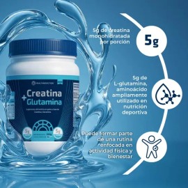 HEALTHADDICTION - Creatina  Glutamina 300 g  5 g Creatina Monohidratada  5 g L-Glutamina por Porción  Suplemento Deportivo para Rendimiento,...       