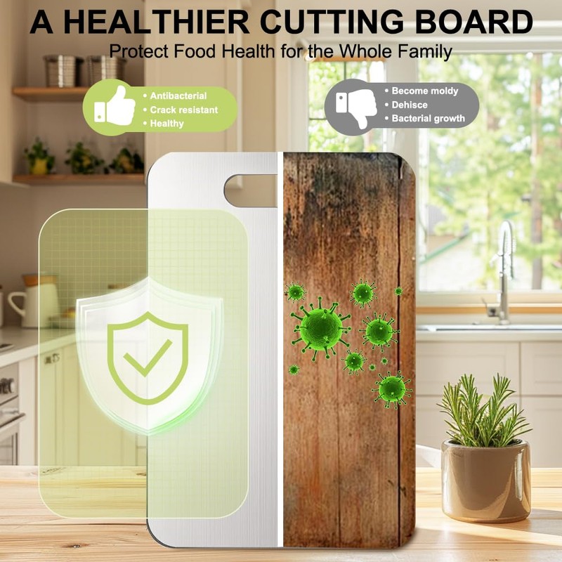 BLOCE Titanium Cutting Board for Kitchen, Stainless Non Stick Chopping