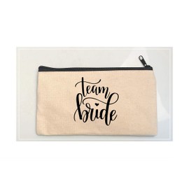 Bride, Bridesmaid Gift Makeup Bag, Custom Canvas Makeup Pouch, Mother of Bride, Maid of Honor Proposal Gift, Wedding Day Bridal Party Accessory, Bachelorette Party Favor (Model 10)