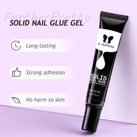 Furtherpretty Solid Nail Glue Gel, 15ml Gel Glue for Nails Super Strong Adhesive for Acrylic Extension Fake Nails Press On Nails, UV Lamp Curing Needed pegamento para uñas