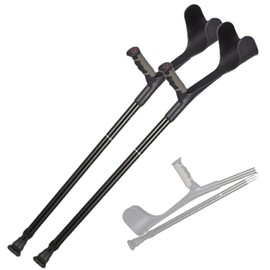 1 Pair Folding Cane, Aluminum Forearm Crutch, Adjustable Height Walking Sticks for Men and Women with Height 140-185cm, Black/Gray (Color : Black)