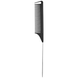 Dosso Beauty Carbon Fiber Rat Tail Comb, Plastic, Carbon Fiber, Metal End For Styling, Accurate Parting, Black, Heat Resistant, Comfy Grip, Durable, Sleek Look, Detangling, Portable