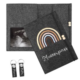 LPZMPZ Maternity Log for Felt Protective Cover with Compartments, Austrian Maternity Log Cover, German Cover, Maternity Log for Storing Ultrasound Image, Vaccination Certificate, Insurance Card (Dark