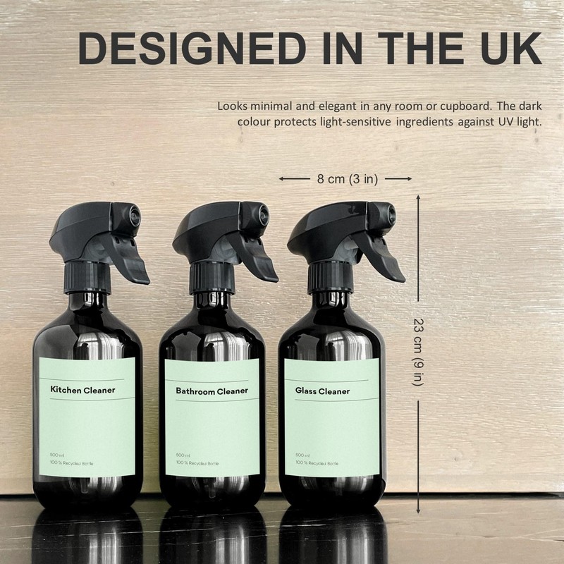 Recycled Plastic Spray Bottles 3 x 500ml with 9 x