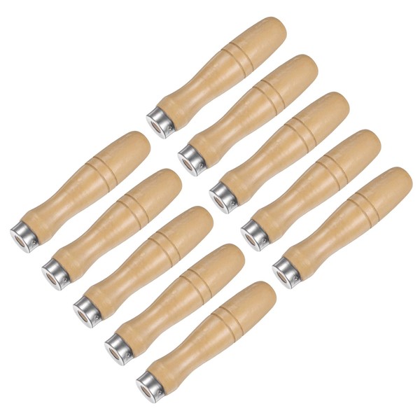 M METERXITY 10-Pack Wooden File Handle, 4.72 Inch Ergonomics Large