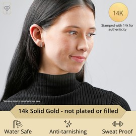 MAX + STONE 14k Yellow Gold Small Created Opal Bar Stud Earrings for Women with Push Backs and October Birthstones