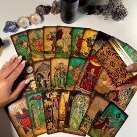 CRAFTERIAN Bright Tarot Cards Deck, 78 Tarot Deck, Original Tarot Cards for Beginners and Experts with Guide Book and Gift Bag, Fortune Telling Game, Divination Tools for All Skill Levels