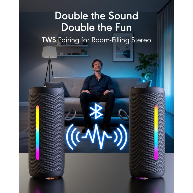 Portable Bluetooth Speaker, IPX7 Waterproof Wireless Speaker, 35W Loud Stereo