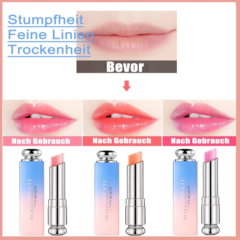 Lipstick with Colour Gradient, 3 Pieces, Waterproof, Moisturising Lip Balm