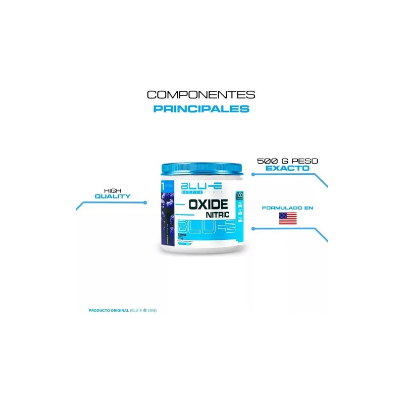 Óxido Nítrico Blu-e 500gr 100 Servicios Sabores Pre Entreno