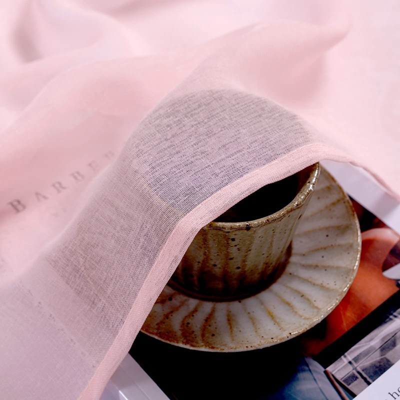 MIULEE 2 Panels Baby Pink Semi Sheer Window Curtains Elegant