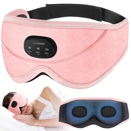 LC-dolida White Noise Sleep Mask, 3D Sleep Headphones with 16 Soothing Sounds, Bluetooth 5.4 Sleep Eye Mask with Timer, Total Blackout Sleeping Headphones for Side Sleeper(Pink)