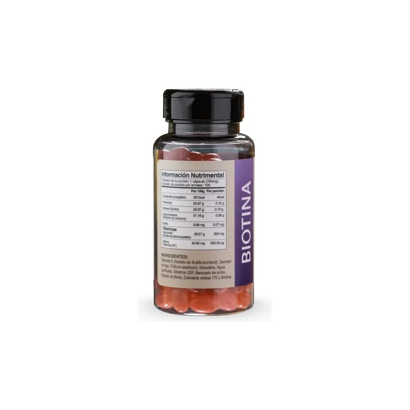 Pharmadan Biotina con Vitamina E 700mg 100 Cápsulas Suplemento Nutricional