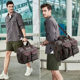 SHENHU Laptop Bag Briefcase 17.3 Inch Laptop Case Messenger Bag for Men Waxed Canvas Office Carrying Shoulder Bag for Work Business Travel Green