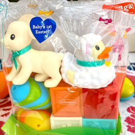Infantino Baby Easter Toys for Basket Bath or Floor Time Bunny Duck Blocks & Eggs Gift Set