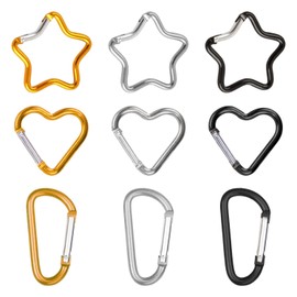 3 Pieces Of Star Carabiners, 3 Pieces Of Love Carabiners, 3 Pieces Of D-Shaped Carabiners, Aluminum Alloy Carabiners, Backpack Hooks, Keychains, Outdoor Accessories