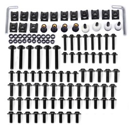 CNC Aluminum Universal Billet Complete Motorcycle Windscreen Fairing Bolts Kit Fastener Clip Bodywork Screws Nut For Dirt Bike （Black）