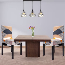 TREJAZ Chair Covers for Dining Room 6 Pack, Stretch Spandex Chair Covers Slipcovers Washable Parsons Chair Cover Protector Removable Slipcovers Dining Chair Covers for Home, Hotel (Geometric)