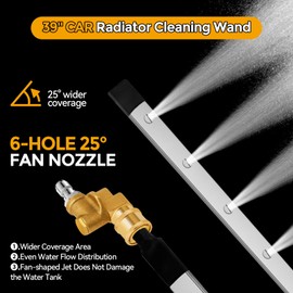39''Portable Car Radiator Cleaning Wand With 25° Fan Nozzle,Stainless Steel Radiator Cleaner Tool for Pressure Washers& Pressure Air Pump Household Cars,Trucks Radiators,4000 PSI Pressure Washer