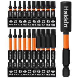 Hakkin 21Pcs Pentagon Screwdriver Bits Set S2 Steel Security Tamper Proof Pentagonal Drive Bit 1/4” Hex Shank for Electric Hand Screwdrivers 60mm 25mm with 1pcs Bit Extension Holder