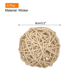 sourcing map 6 Pcs Wicker Rattan Balls 3.2 Inch Rattan Decorative Balls Vase Fillers for Wedding Party Centerpiece Bowls Home Decoration Original Color
