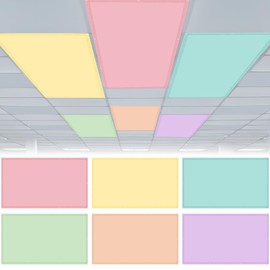 VIHOSE 6 Pcs Fluorescent Light Covers for Ceiling Lights Classroom Magnetic Light Covers Classroom Filters Office School Home Drop Ceiling, 4 x 2 ft(Pastel)