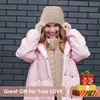 Women Beanie Hat Scarf Gloves Set Fleece Lined Winter Warm
