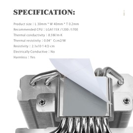 Thermalright Heilos Solid Thermal Interface Sheet, Solid Thermal Conductive Silicone Grease Sheet for CPU/GPU, Thermal Conductivity 8.5W/mk, Desktop/Laptops General Purpose,for AMD (40×40×0.2mm)