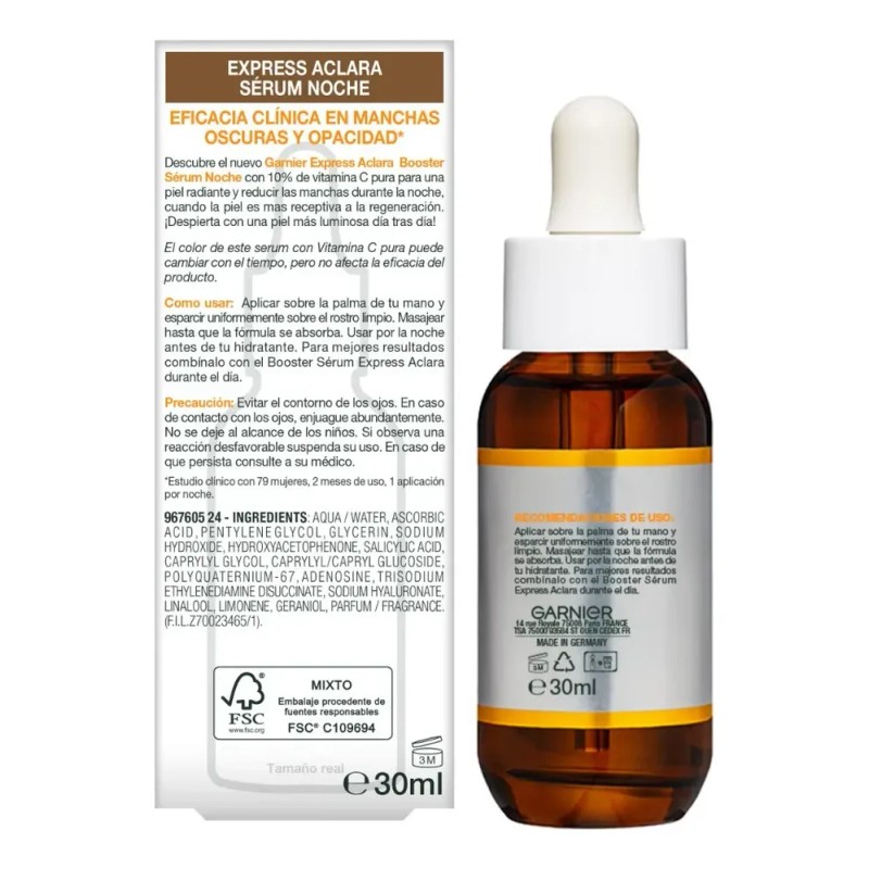 Garnier Exp. Aclara Sérum Noche Antimanchas Vitamina C Pura