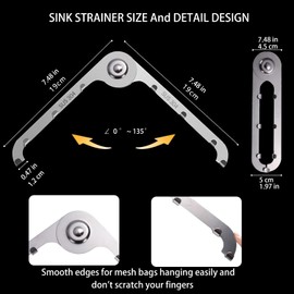 JGFJGF 304 Stainless Steel Rust-Resistant Kitchen Sink Strainer Triangular Drain Basket with 100PCS Large Mesh Bags, Clog-Resistant Heavy-Duty Drain Strainer for Kitchen Food Scraps