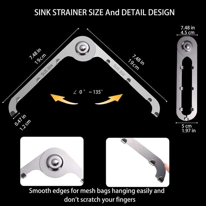 JGFJGF 304 Stainless Steel Rust-Resistant Kitchen Sink Strainer Triangular Drain
