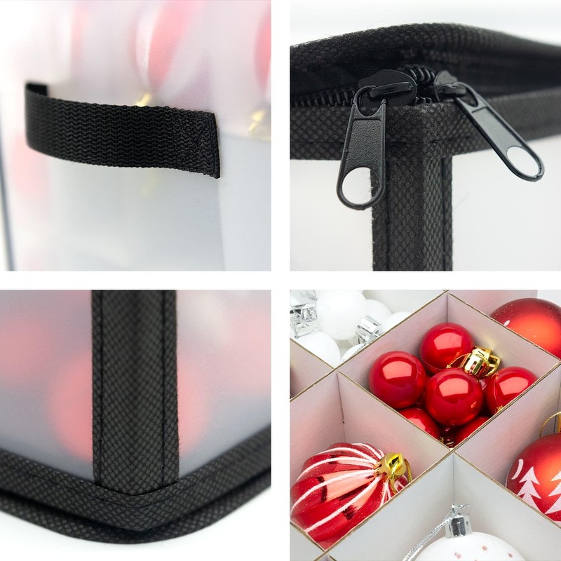 CKB LTD Clear Christmas Bauble Storage Box Cube with Dividers