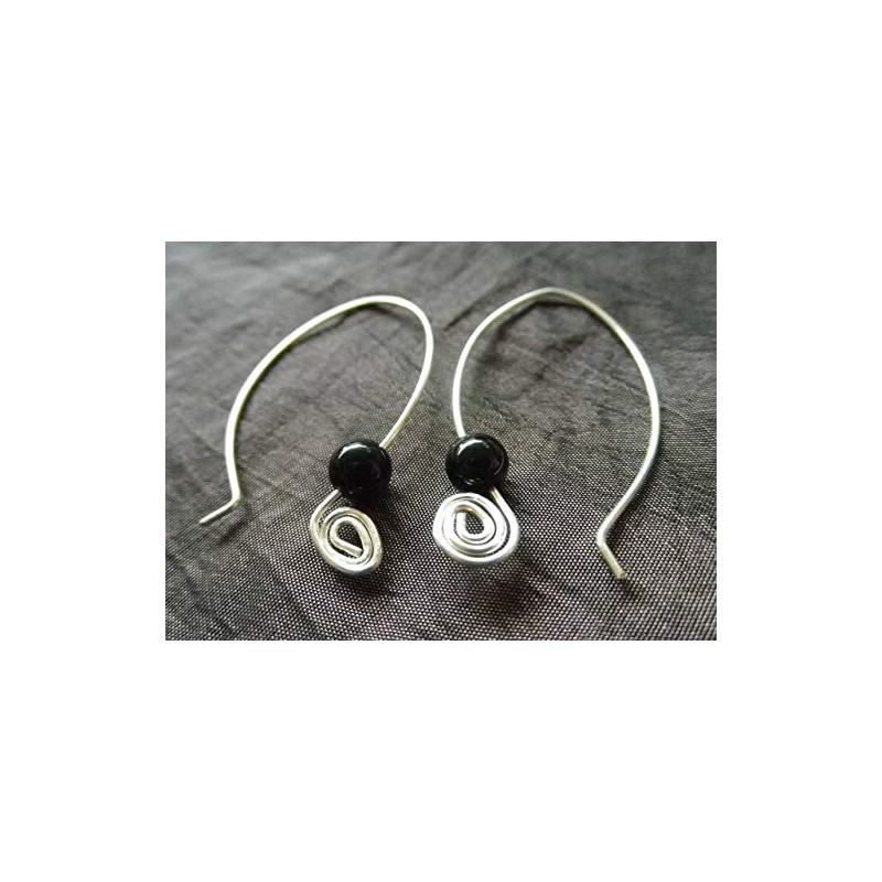 Earrings Elips Gemstone Black Tourmaline Silver-Plated