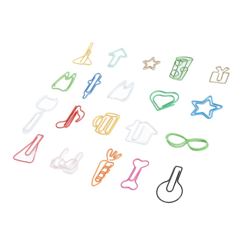 100Pcs Cute Paper Clips 20 Shapes Adorable Fun Metal Paper