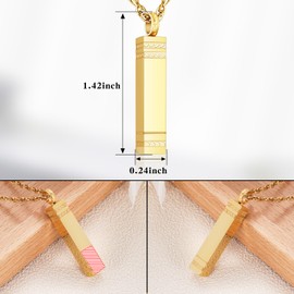 XIUDA Cremation Urn Necklace for Ashes Bar Cremation Jewelry Stainless Steel Ash Necklace Memorial Keepsake Pendant for Men Women