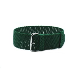 HNS 22mm Green Perlon Braided Woven Watch Strap with Silver Buckle